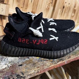 Adidas Kids Black Sneakers with Red and White Accents